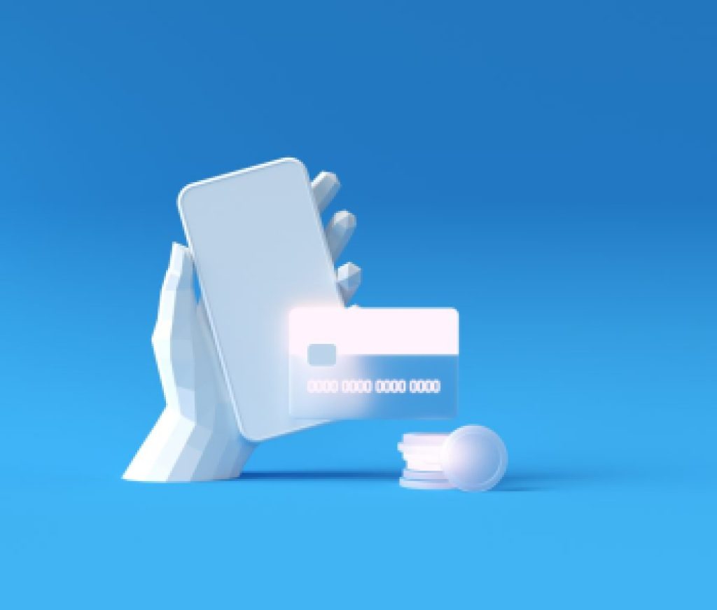 Poly hand holding smartphone and payment via credit card concept. Secure online payment transaction with smartphone. Internet banking via credit card. Protection shopping wireless pay through mobile.