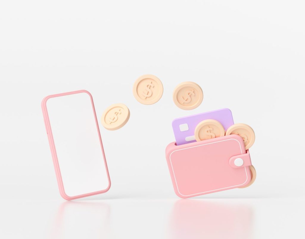 3D rendering Online mobile money transfer, Secure online payment, and mobile banking concept. 3D illustration