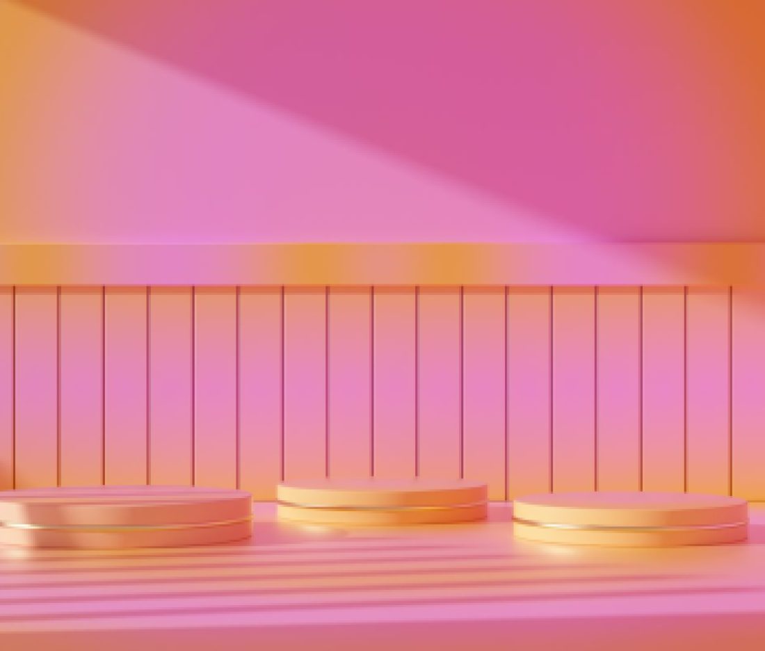 Cylinder podium on colorful background. Abstract minimal colorful scene for product placement 3d render illustration.