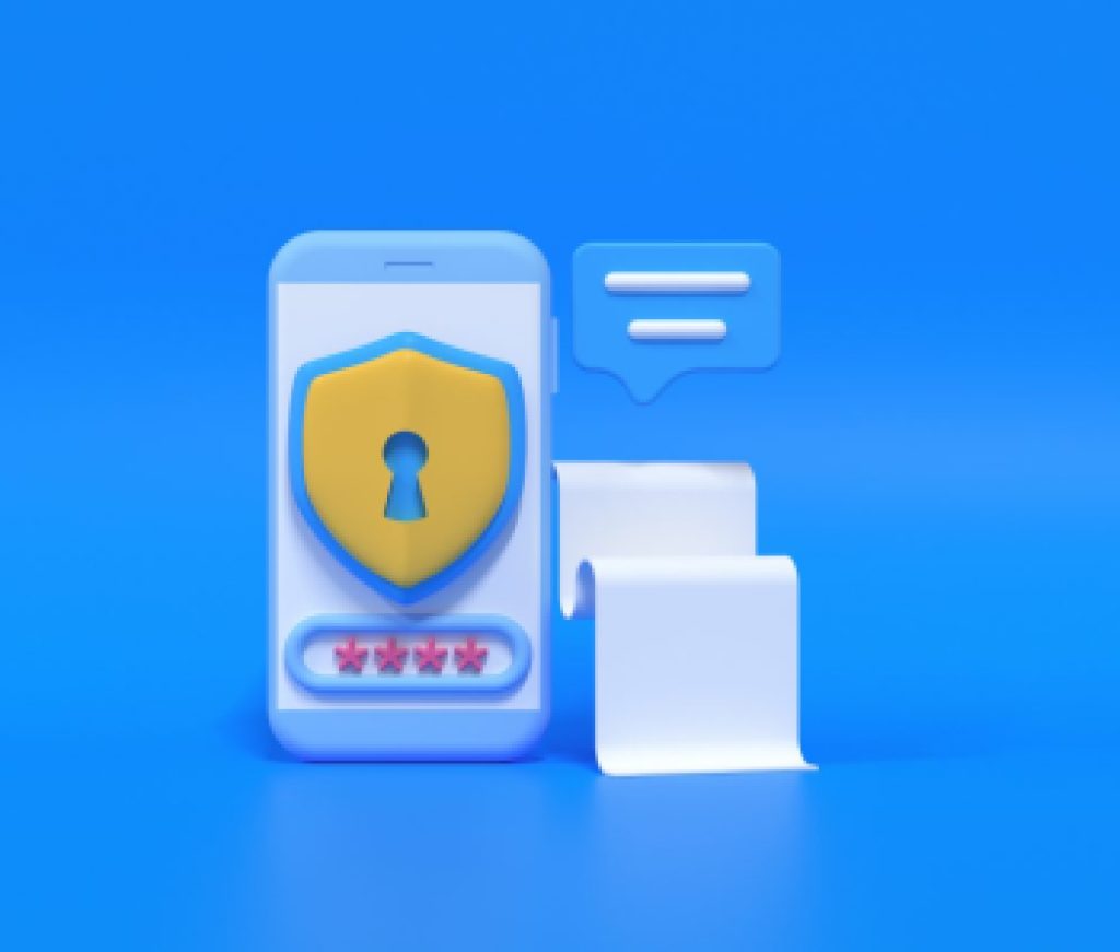 Payment via credit card concept. Secure online payment transactions with smartphone. Internet banking via credit card on mobile. 3D render illustration