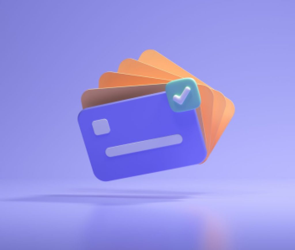 3d credit card icon for contactless payments, online payment concept. 3d render illustration