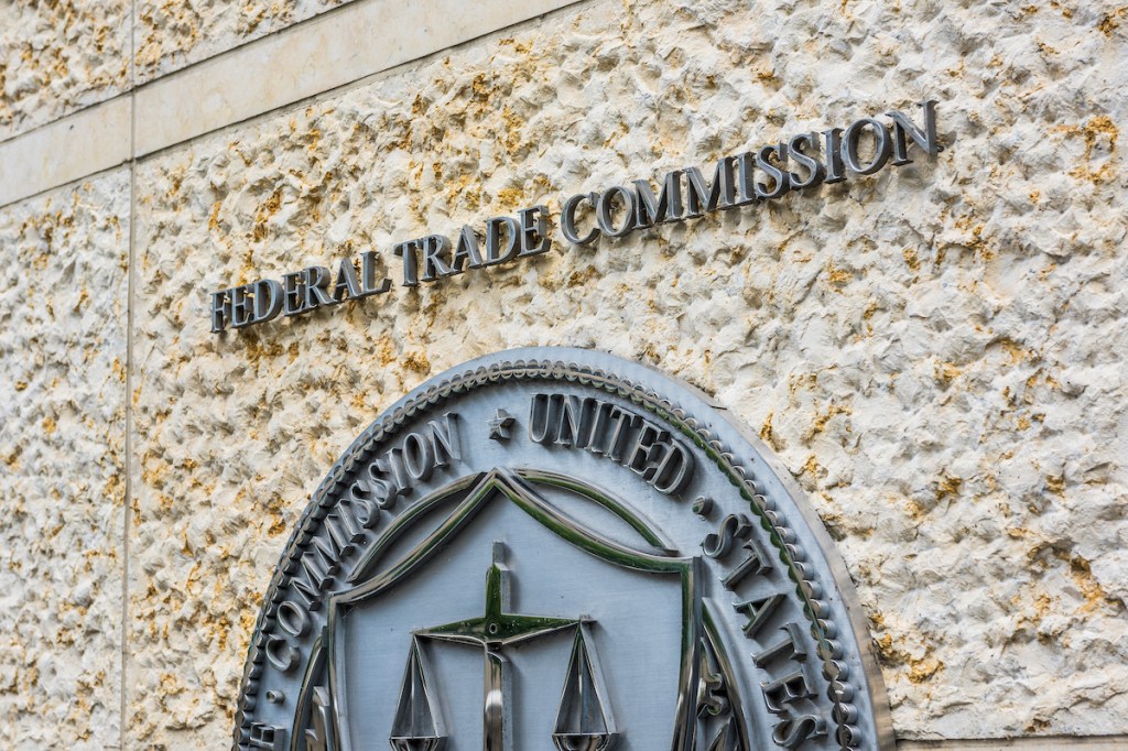 Washington DC, USA - July 3, 2017: Federal Trade Commission seal, sign and logo in downtown